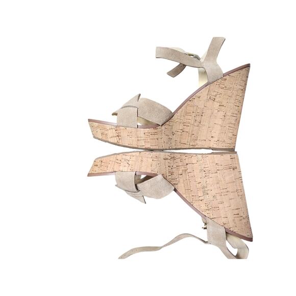 Michael Kor's Suede Wedges Women's 11 Cork Sandals Tan - Picture 5 of 10